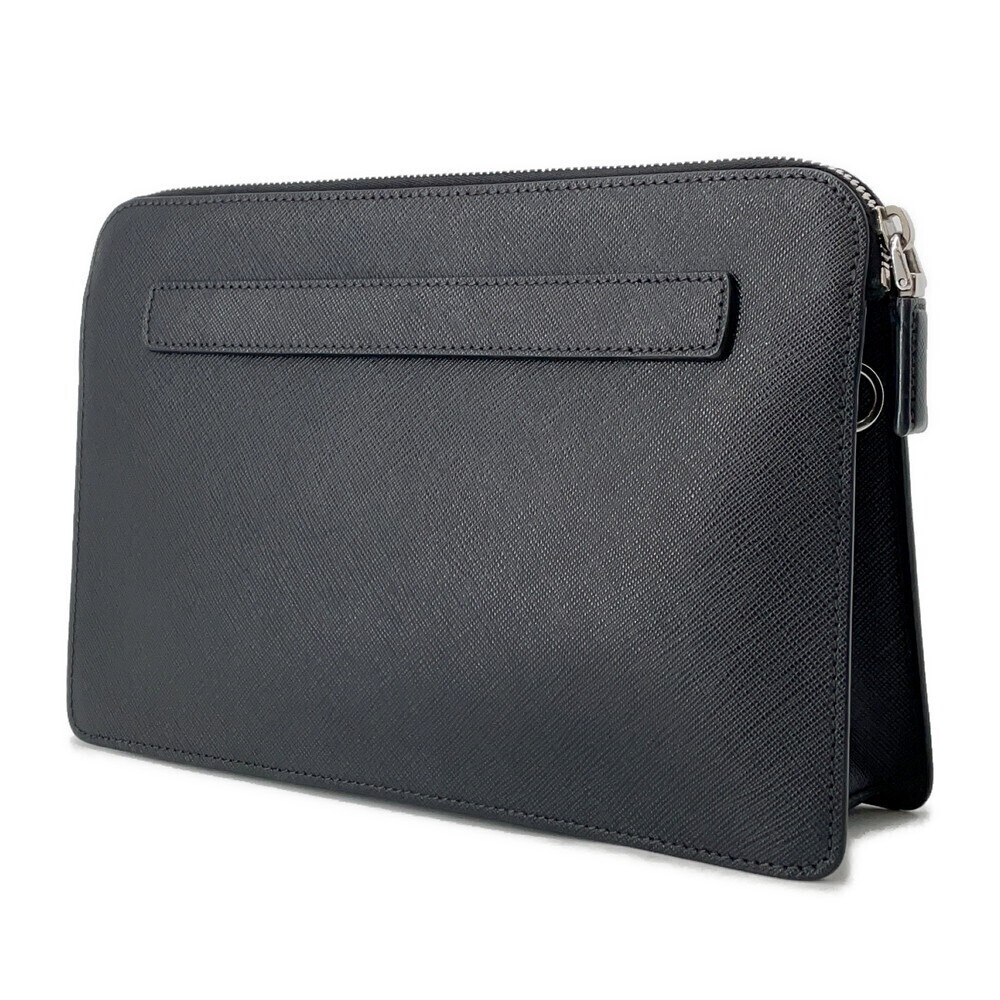 Prada Bag Shoulder Bag Clutch Saffiano Leather Black